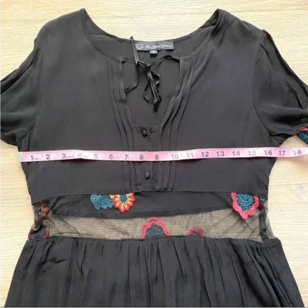 LOWEST PRICE NWOT For Love Lemons Small Black Embroidered Floral Boho Midi Dress - Picture 4 of 14